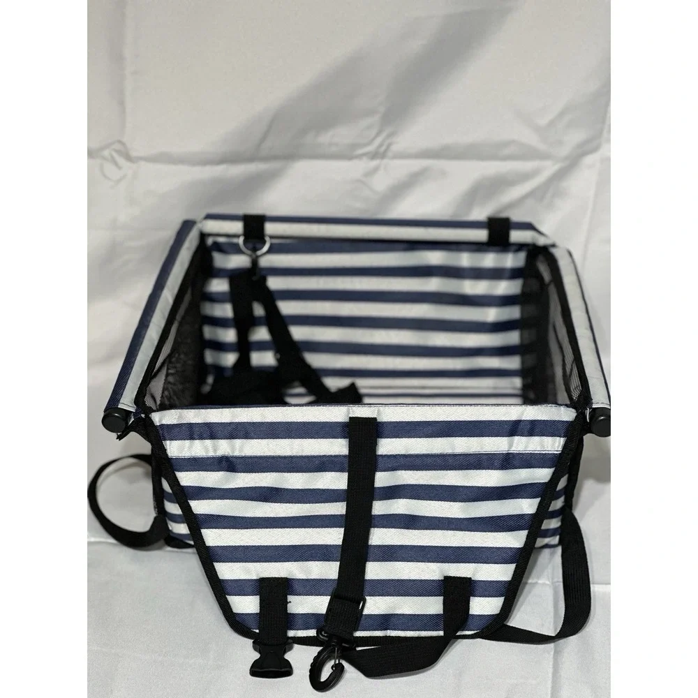 Marslabo Dog Car Booster Seat, For S/M Size Dog Blue Stripes.